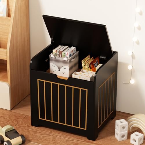 Aenuert Storage Chests, Small Cube Organizer Box,Wooden Entryway Storage (Black, Without Handles) by Aenuert