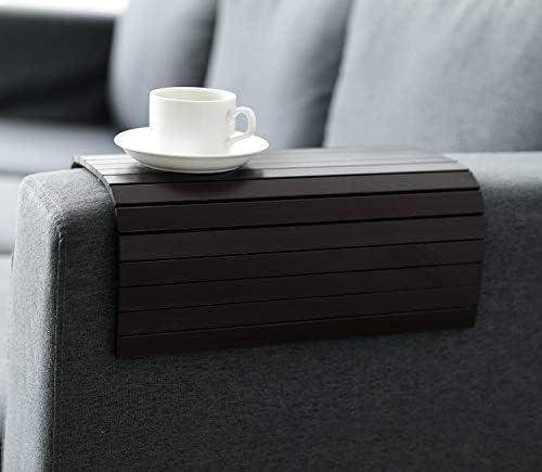 GEHE Sofa Arm Tray Table Flexible/Foldable Couch Arm Tray Armrest Table Perfect for Drink Snacks Great Arm Table for Couch Armrest (16.5" L x 13.25" W x 0.4" H, Mahogany) - Image 2