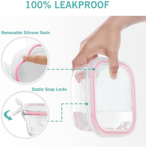 Vtopmart 8 Pack Glass Food Storage Containers with Lids Pink - Image 5