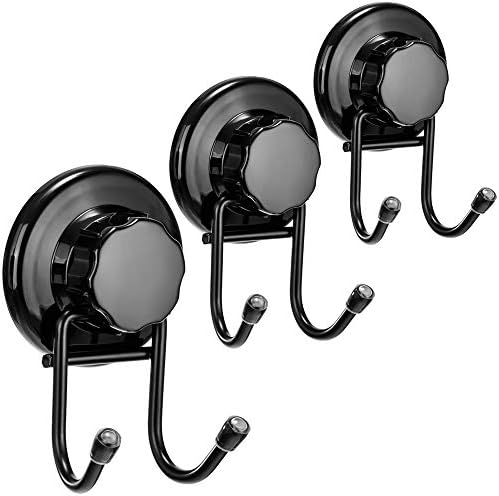 SANNO Suction Cup Hooks, Shower Squeegee Holder Towel Robe Loofah Hook Hanging for Bathroom Kitchen, Black by SANNO
