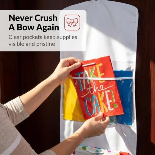 Joyful Moose Gift Wrap Organizer Wrapping Paper Storage Container Christmas Bag Holder (White) - Image 4
