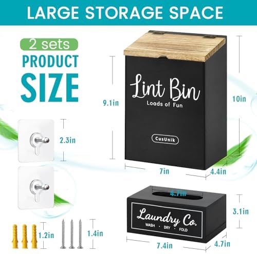 Magnetic Lint Bin and Dryer Sheet Holder Set for Laundry Room Organization - Image 2