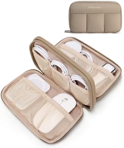 BAGSMART Electronics Organizer Travel Case for Cords Chargers Phones, Khaki by BAGSMART