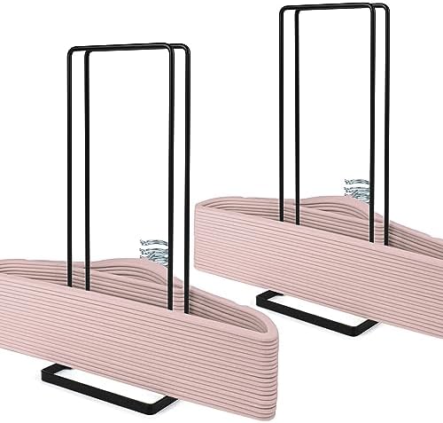 2 Pack Hanger Storage Stacker Stand, Organizer for Laundry Room Closet, Space Saving, Portable, Sturdy, Adult & Child Hangers, Tidy Room by YGKATING