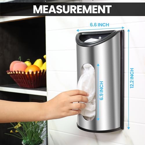 Utopia Kitchen Wall-Mounted Stainless Steel Grocery Bag Holder & Dispenser, Space-Saving Plastic Bag Holder for Kitchen, Pantry or Cabinet, Reusable Plastic Bag Organizer, Silver (Pack of 2) - Image 2
