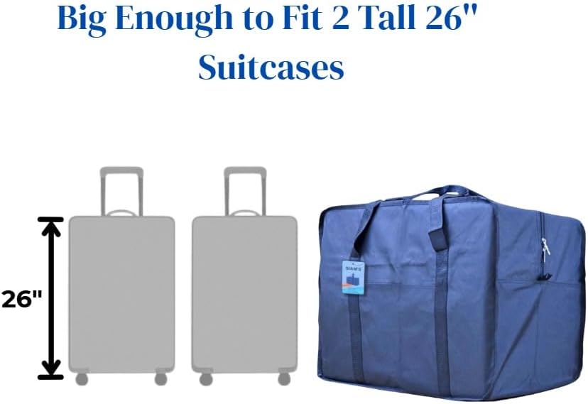 Extra Large Foldable Duffel Bag for Travel – Heavy-Duty Cargo Bag with Zippers & Reinforced Handles, TSA Approved, Water-Resistant size 29 x 24 x 15.5 inch(BLUE, 70lb) - Image 3