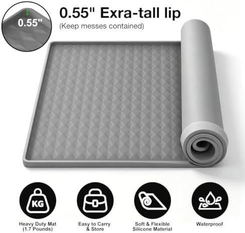 Washer and Dryer Top Protector Mat,25" x 25"Silicone Rubber Mat for Slant Top Surface Cover and Top Load Washing Machine Laundry Room,Non Slip Heavy Duty Waterproof Washable Top Cover Pad - Image 6