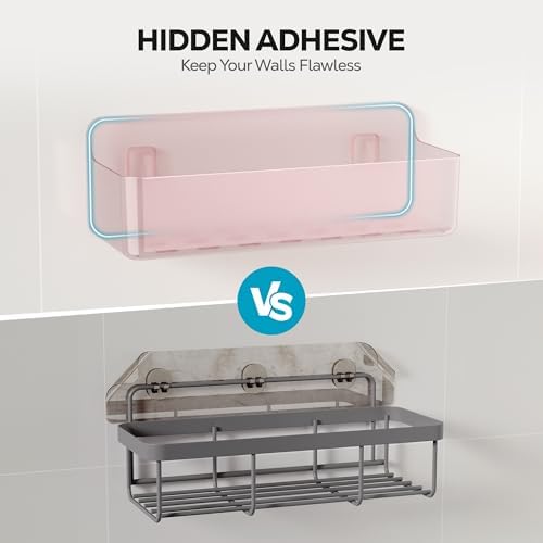 Nieifi Adhesive Shower Shelves, Pink, 5 Pieces - Image 6