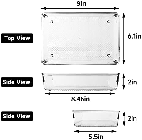 5 Pack Clear Plastic Drawer Organizer Tray Cutlery Utensil Makeups Drawer Silverware Organizers 6" X 9" - Image 2