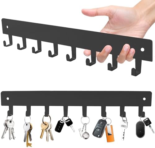 2 Pack Key Holder for Wall, Key Hooks with 8 Hooks, No Drilling Required, Self-Adhesive Key Holder, Hallway Wall Mount Keychain, Key Holder Wall Mount for Corridor, Living Room (Grey) by Unknown