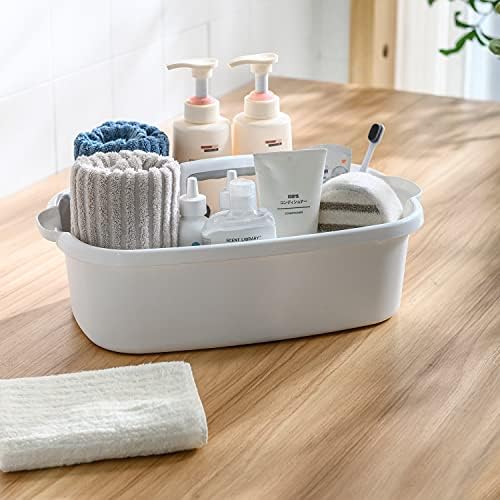 ALINK Large Plastic Shower Caddy Tote, Portable Storage Caddy Basket Organizer with Handle for Dorm, Bathroom, Tool, Garden, Kitchen, Cleaning Supplies - White - Image 3