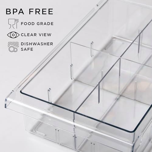 BINO | Pull-out Fridge Organizer | THE HANGER COLLECTION | Fridge Drawer Organizer with 2 Dividers | Clear Pantry Drawer Organizers | Shelf Holder Storage Drawers for Fruits, Veggies & Drinks - Image 3