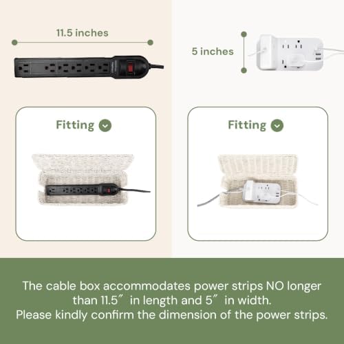 Cable Management Box, Handmade Rattan Cord Organizer for Power Strip - Image 4