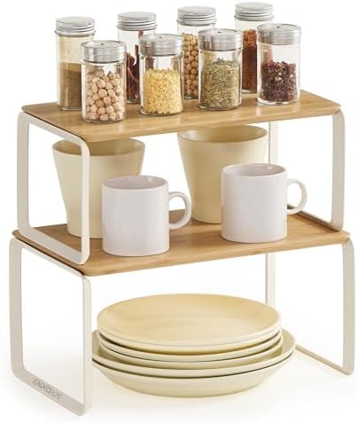 SONGMICS HOME Cabinet Organizer Shelf, Set of 2 Spice Rack, Kitchen Storage by SONGMICSHOME