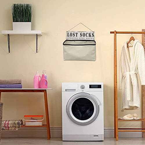 Maida Laundry Room Wall Décor Accessories Canvas Bag Basket Lost socks Funny Wood Sign Organization - Image 3