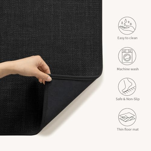 chakme Bathroom Rugs Mat 25x47, Ultra Thin Non Slip Bath Mat Large Quick Dry Absorbent Bath Mat for Bathroom Floor, (Black, 47"x25") - Image 4