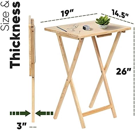 PJ Wood Folding TV Tray Tables, Natural Finish, 2-Piece Set - Image 3
