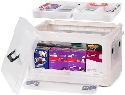 2-Tier Medicine Organizer - 30qt Plastic Foldable Storage Box with Handle by HeyFoly