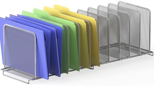 Simple Houseware 5 Section Upright File Sorter Organizer, Silver - 2 Pack by SimpleHouseware