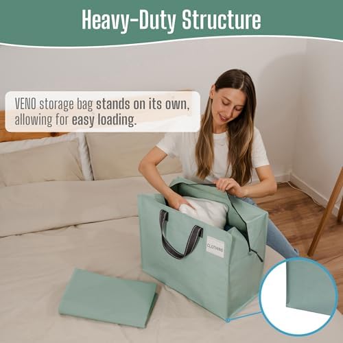 VENO Heavy Duty Moving Bags, Storage Bags, 13 Gallon, Light Green, 4 Pack - Image 2