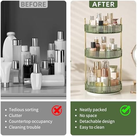 360° Rotating Makeup Organizer, Large Capacity Skincare & Cosmetics Storage - Image 2