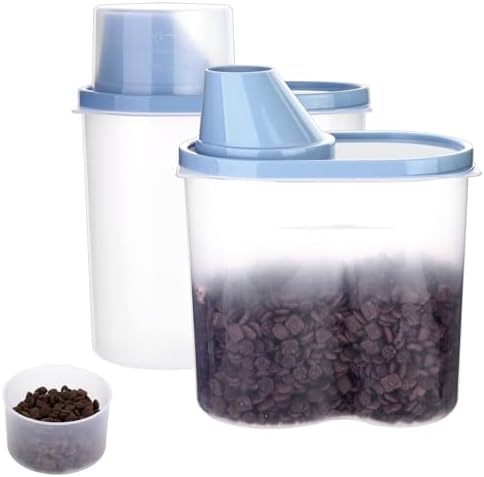 2 Pack 2lb/2.5L Pet Food Storage Container with Measuring Cup for Small Dog, Cat, Waterproof-BPA Free (Blue 1.8L) by GreenJoy