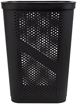 Mind Reader Slim Laundry Hamper with Lid, 60L Ventilated Clothes Baskets, Tapered Design for Bathrooms, Closets, Plastic, Set of 2, Black - Image 5