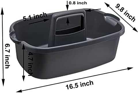 Large Plastic Cleaning Supply Caddy with Handle, Portable Cleaning Tool Storage Tote for Dorm, Bath, Pantry (Dark Grey) - Image 2