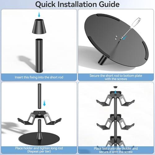 Headset Stand 4 Tiers for Desk, Rotatable Gaming Controller Stand for PS5/PS4/Xbox/Switch2/PS Portal/Phone, Universal PC Gamer Gift Accessory Controller/Headphone Holder for 12 Packs Controller - Image 5
