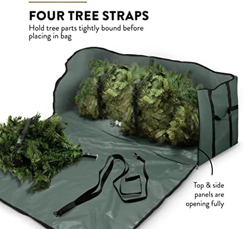 ZOBER Wide Christmas Tree Storage Bag - Maximum Accessibility - Fits 9 Ft Trees - 600D Oxford Fabric Christmas Tree Bag For Storage Box For Xmas - Strong, Durable Straps & Handles - Card Slot - Green - Image 3