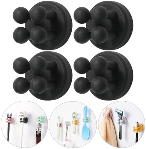Razor Holder Shaver Hook Hanger Stand - 4Pcs Silicone Toothbrush Holders for Shower Wall Mounted Self Adhesive Cute Utility Bathroom Kitchen Organizer Storage Hook for Hanging Loofah Towel Tooth Brush by ZEZHOU