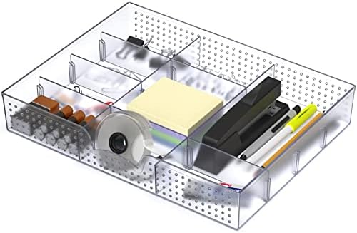 Simple Houseware Drawer Organizer Tray, 9 Adjustable Compartments, Clear by SimpleHouseware