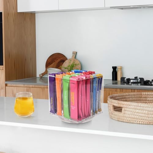 Drink Packet Organizer For Powdered Drink Mix,Powder Packet,Water Packet,Water Flavor Packet,Lazy Susan Organizer Rotating Holder for Drink Mix Necessities（Square） - Image 6