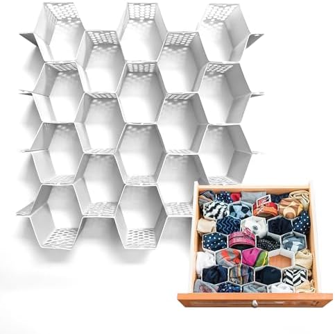 Evelots 2-Pack Honeycomb Drawer Organizers, 56 Cells, Expandable, White by Evelots