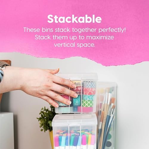 IRIS USA Vertical Plastic Flip Top Storage Containers Bins with Lids for Pantry, Home, Office, Organization, Medium, Stackable Hinged Organizer with Latches, Clear, 20 Pack - Image 4
