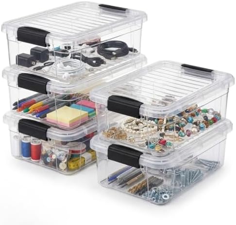 Superio 2.3 Quart Clear Plastic Storage Containers with Lids, Stackable Organizer Bins, BPA-Free Storage Boxes for Home, Office, Dorm & Classroom, 5 Pack by Superio