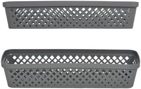 Glad Plastic Storage Basket Set - Multipurpose Drawer Trays, Kitchen Pantry Containers, and Bathroom Bins - Narrow Organizers, Grey, 6 Count (Pack of 4) - Image 4