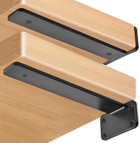 24 Pack - 6 inch Black Hidden L Shelf Bracket (1/5 Inch Thicked) Iron Floating Shelf Brackets Rustic Industrial Metal Brackets for Shelf Support - Image 3