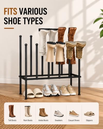 PLKOW 2-Tier Metal Boot Rack Organizer for 6 Pairs, Black - Image 4
