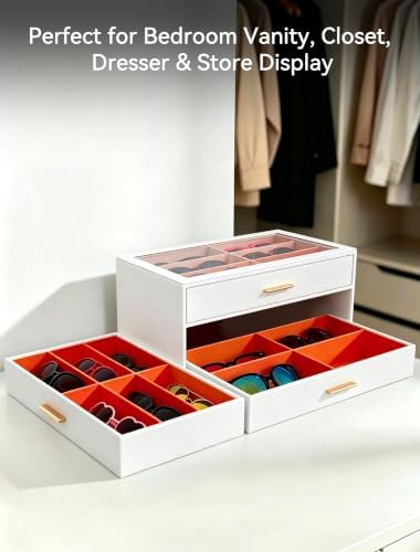 Sunglasses Organizer for Storage Oversize Glasses, Update Pebbled Leather - Image 4