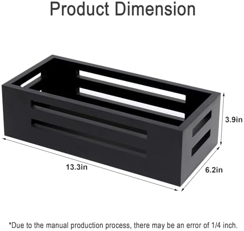 Black Toilet Basket Bathroom Box Wooden Toilet Paper Holders with Handles - Image 4