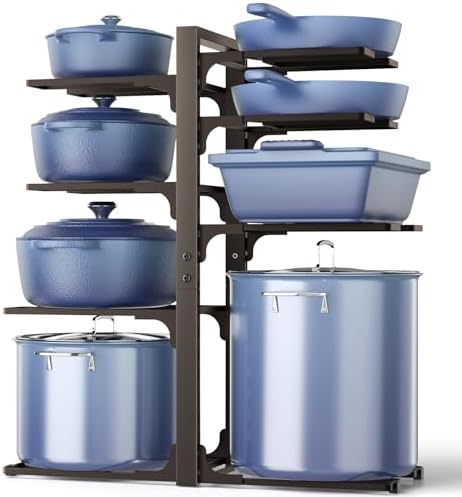 ORDORA Pots and Pans Organizer Under Cabinet 20.8" 8-Tier Adjustable Bronze by ORDORA
