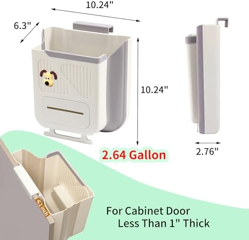 Hanging Trash Can for Kitchen Cabinet Door,2.64 Gallon Collapsible Trash Can,Made of Premium TPR and PP,Ideal for Kitchen and Bathroom, or as A Rv Trash Can and Camping Trash Can - Image 7