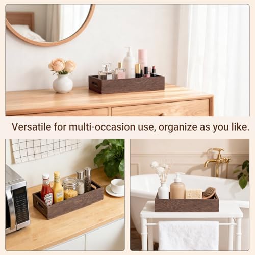 Mkono Bathroom Basket, Wood Toilet Paper Storage, Rustic Home Decor, Brown - Image 5