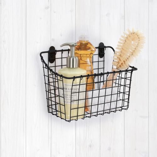 Spectrum Large Wall Mounted Wire Basket Matte Black Kitchen Wall Mount Organizer Storage Basket, Wire Basket for Bathroom Pantry Organization, Wall Mount Hanging Wire Caddy for Modern Kitchen - Image 3