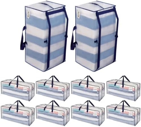 VENO 10 Pack Heavy Duty Moving Bags with Backpack Straps, Zippers & Handles, Extra Large Packing Bags for College Dorm Essentials, Moving Supplies Alternative to Cardboard Moving Boxes by Veno