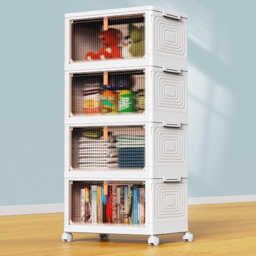 YFXCVSL 4 Tier Plastic Storage Bins with Lid 23.5QT, Stackable Storage Bins by YFXCVSL