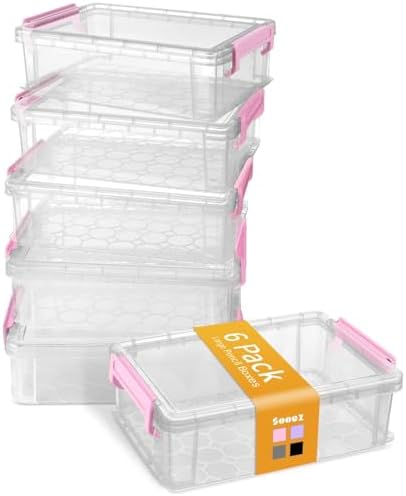 Sooez 6 Pack Extra Large Pencil Box, Plastic Pencil Case Crayon Box by Sooez