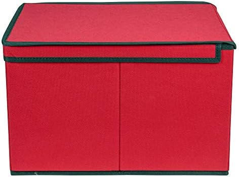 Northlight 16" Red Collapsible Christmas Decoration Storage Box with Handel - Image 6
