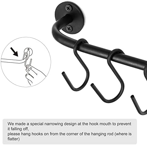 Mkono Mug Holder Wall Mounted Coffee Cup Rack Hanger Modern Metal Wall Rack with 15 Mug Hooks Rustic Utensil Tea Cups Storage Organizer for Kitchen Dining Room Coffee Bar, Set of 3, Black - Image 4
